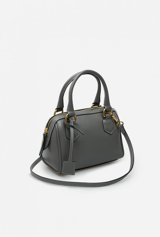 Drew dark-gray leather shoulder bag /gold/