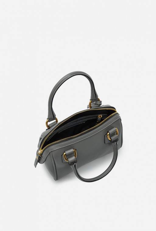 Drew dark-gray leather shoulder bag /gold/