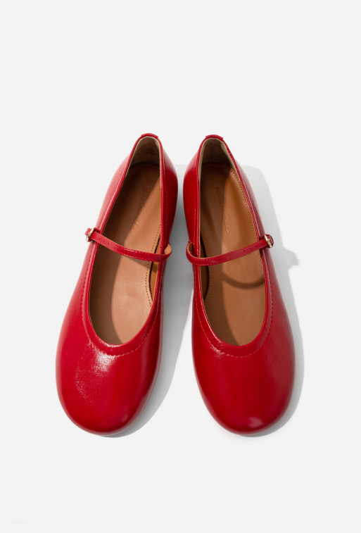 Ashley red shine leather ballet flats