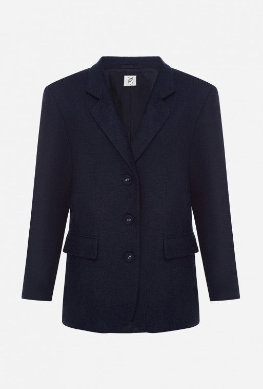 Oversize dark blue woolen jacket
