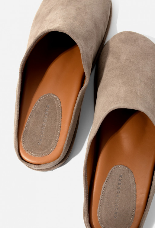 Claire taup suede mules