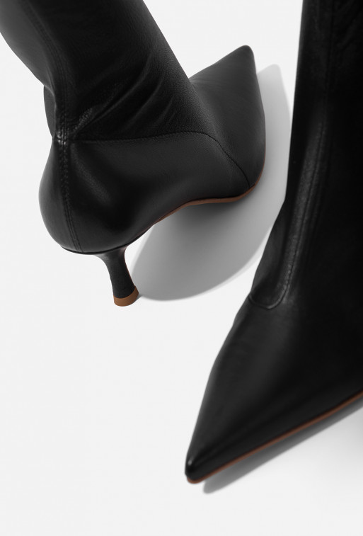 Courtney black leather ankle boots