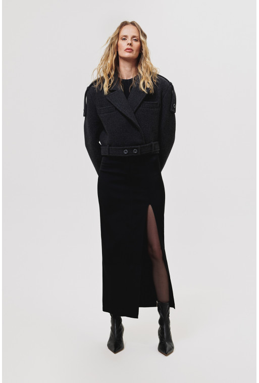 Black midi skirt with a slit