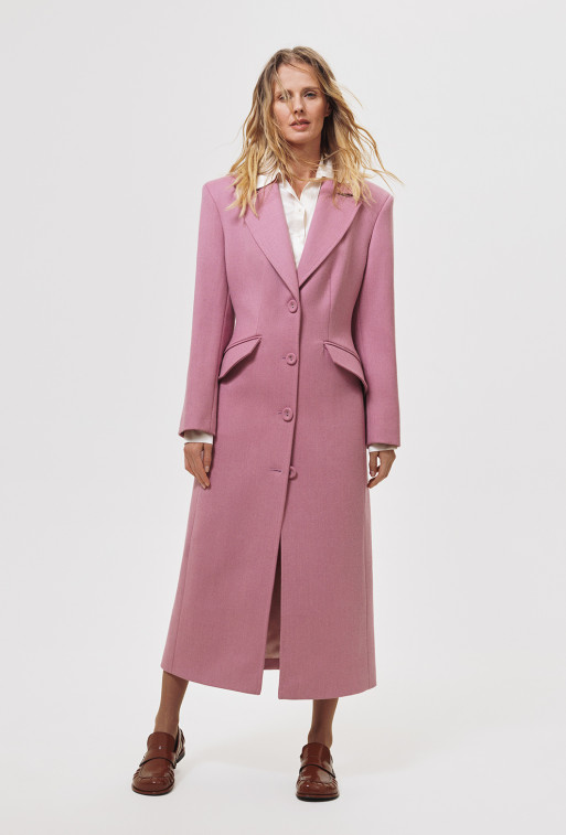 Pink wool fitted coat