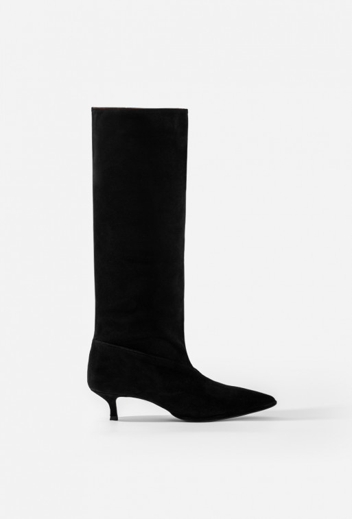 Erica black suede leather boots