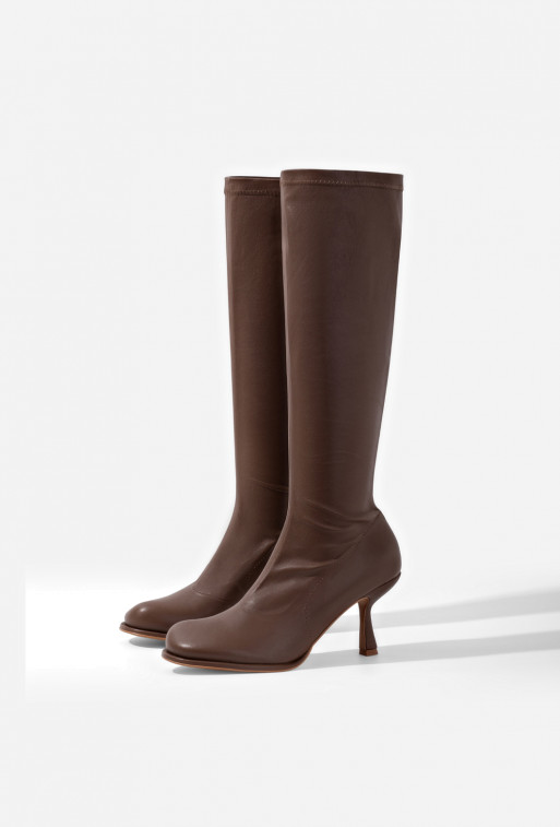 Kaya brown leather knee boots