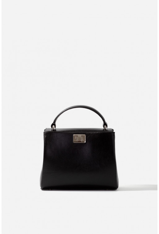 Erna mini
black leather bag /silver/