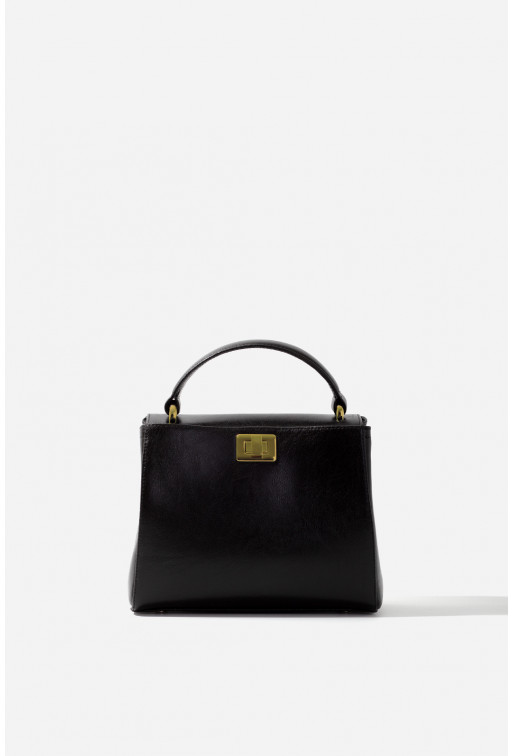 Erna mini
black leather bag /gold/