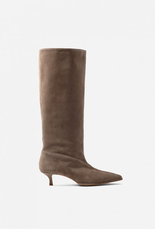 Erica beige suede leather boots