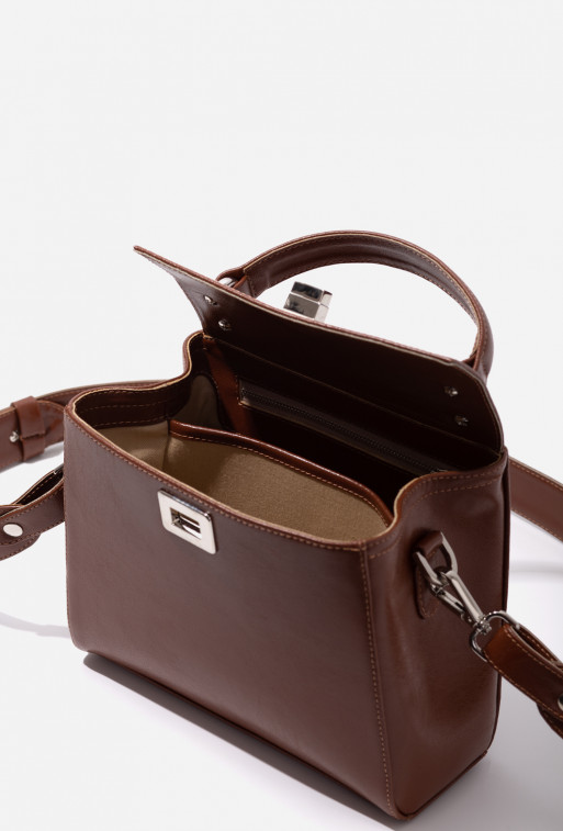 Erna mini
brown leather bag /silver/