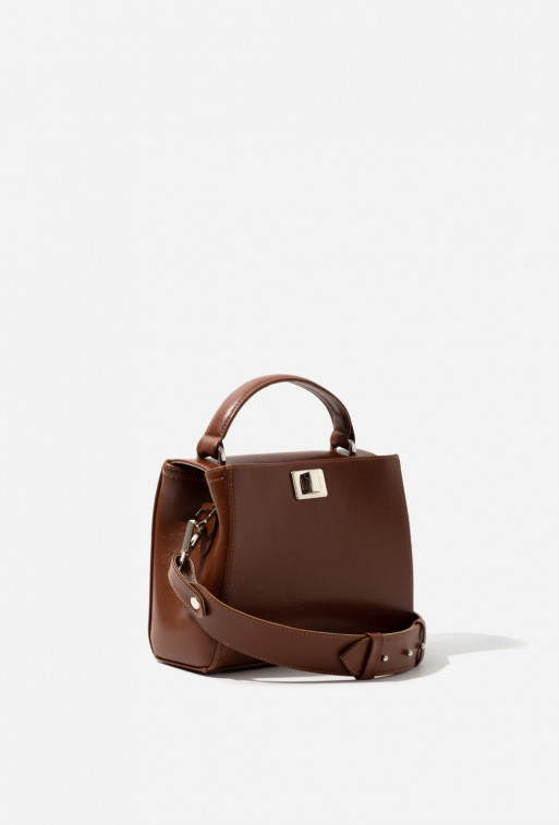 Erna mini
brown leather bag /silver/