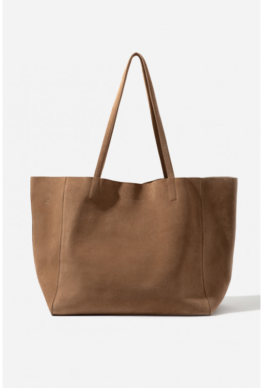Sarah light brown suede shopper bag /gold/