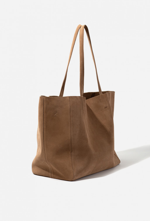 Sarah light brown suede shopper bag /gold/