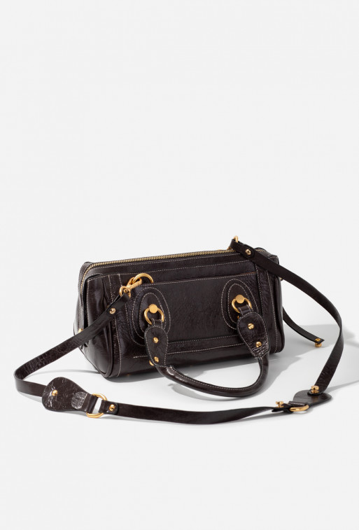 Donna dark brown leather bag /gold/