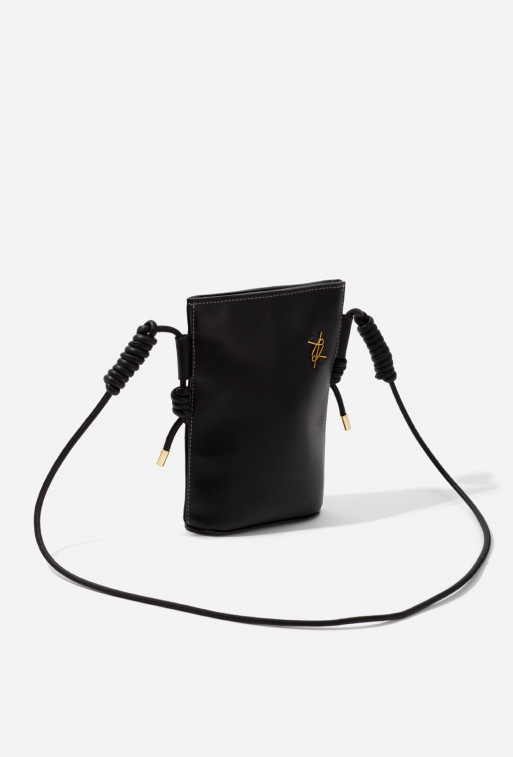 Black leather Pocket bag /gold/