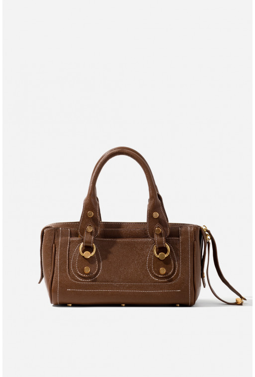 Donna brown leather bag /gold/