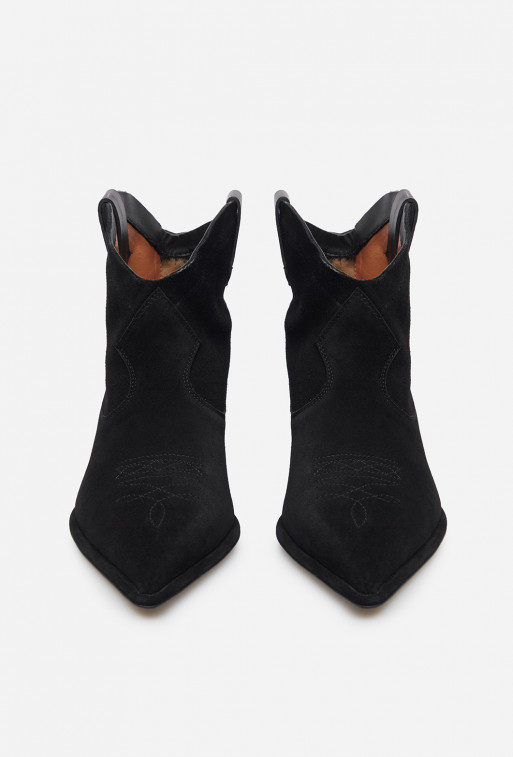 Cherilyn black suede cowboy boots