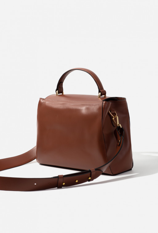 Erna Soft brown leather
bag /gold/