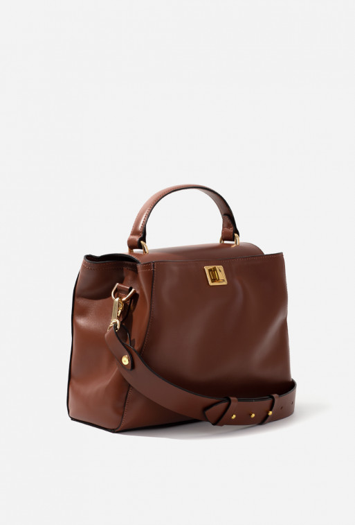 Erna Soft brown leather
bag /gold/