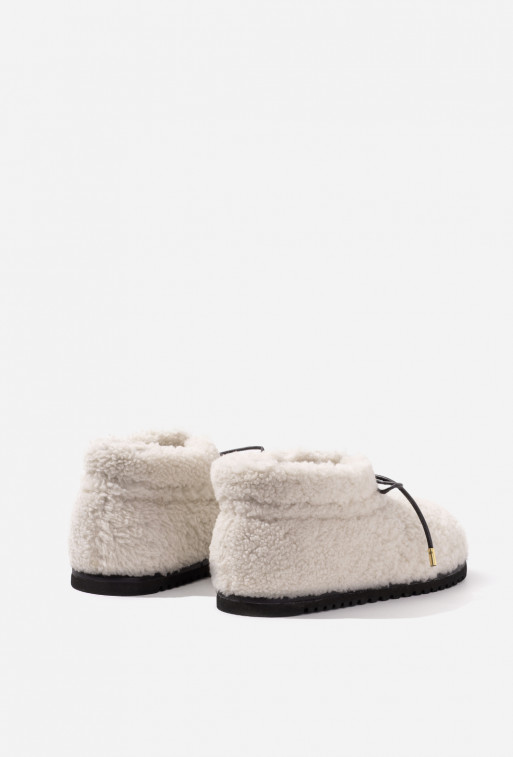 Fluffy milky fur boots