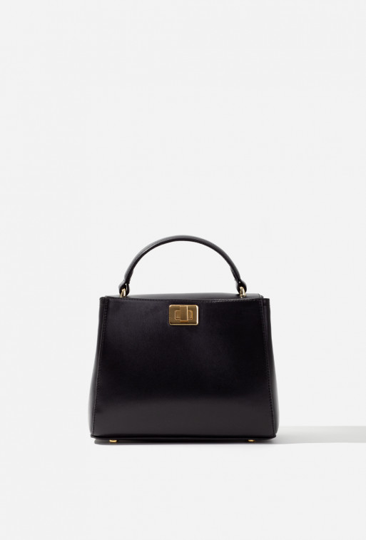 Erna mini leather bag in blackberry color /gold/