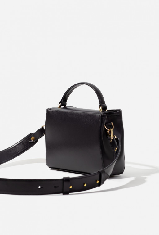 Erna mini leather bag in blackberry color /gold/