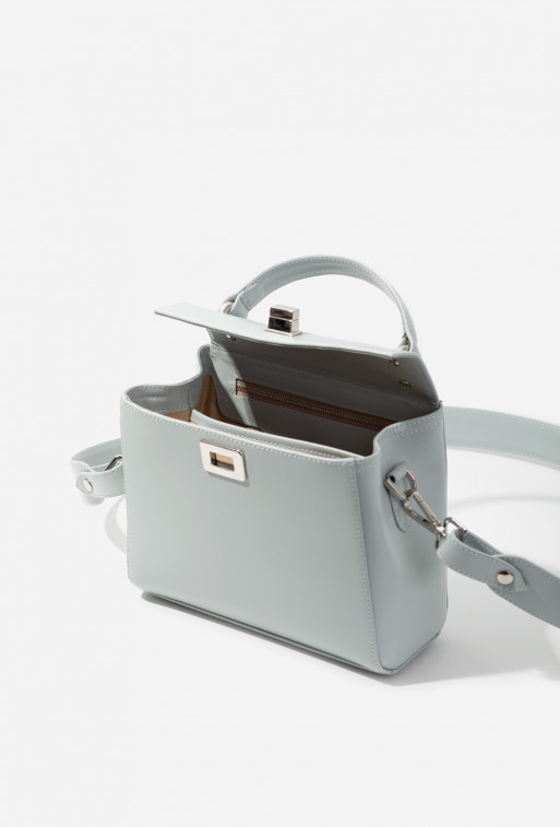 Erna mini gray leather bag /silver/