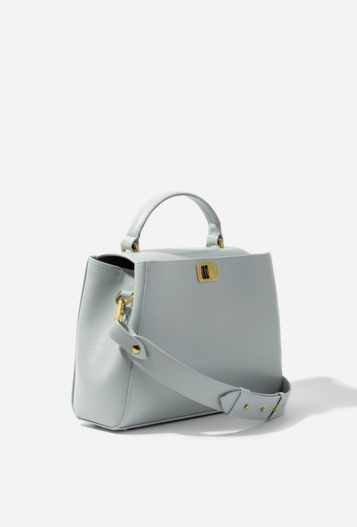 Erna gray leather bag /gold/