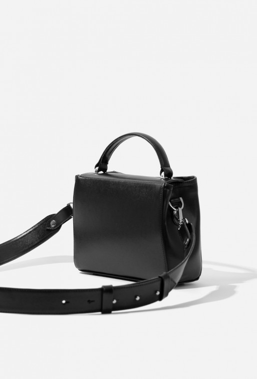 Erna mini leather bag in blackberry color /silver/