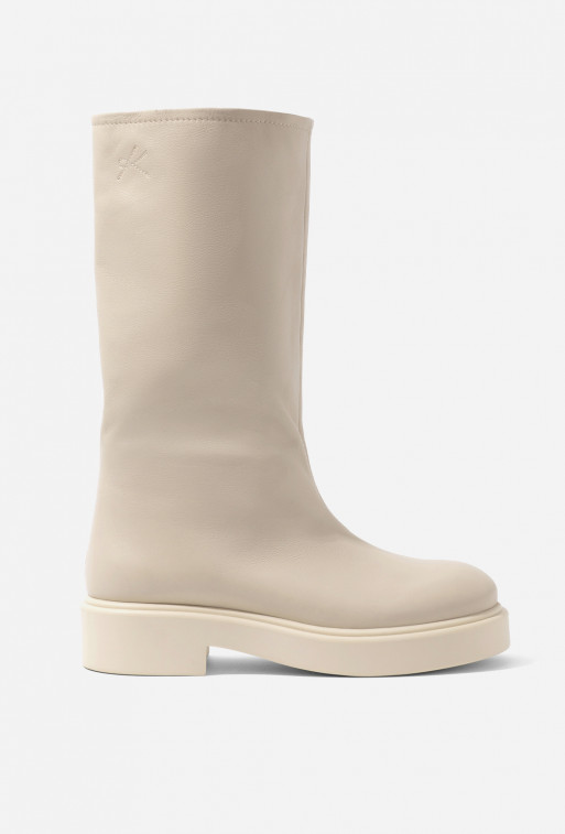 Shally milky leather knee boots /baize/