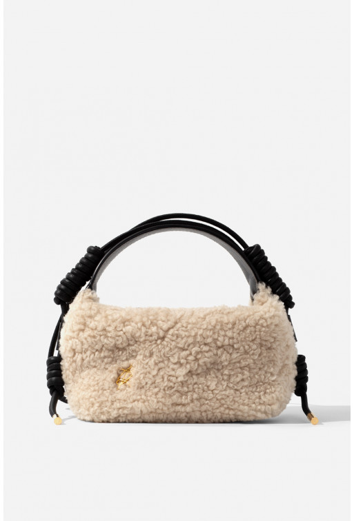 Selma Micro Fur bag with black leather strap /gold/