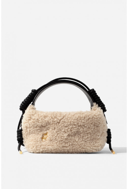 Selma Micro Fur bag with black leather strap /gold/
