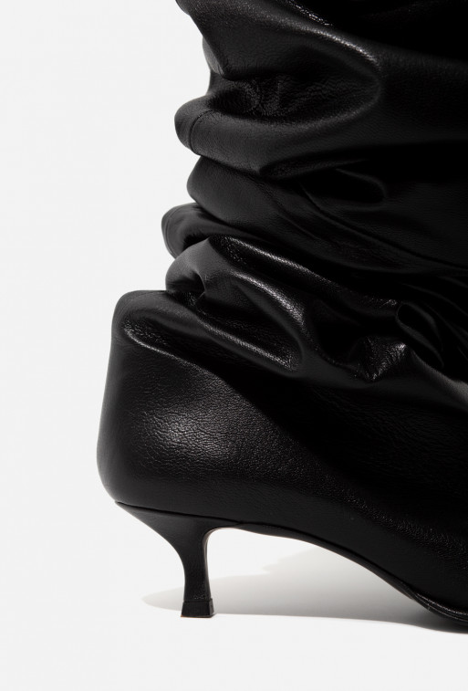Black leather Alia knee boots
