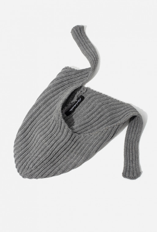 Gray knitted hat with ties