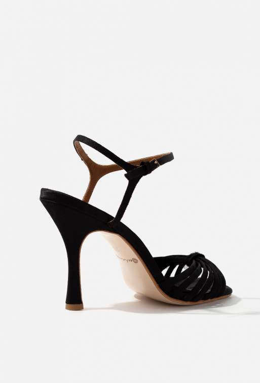 Julie black satin sandals /9 cm/