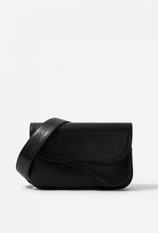Saddle bag 2
black leather crossbody /silver/