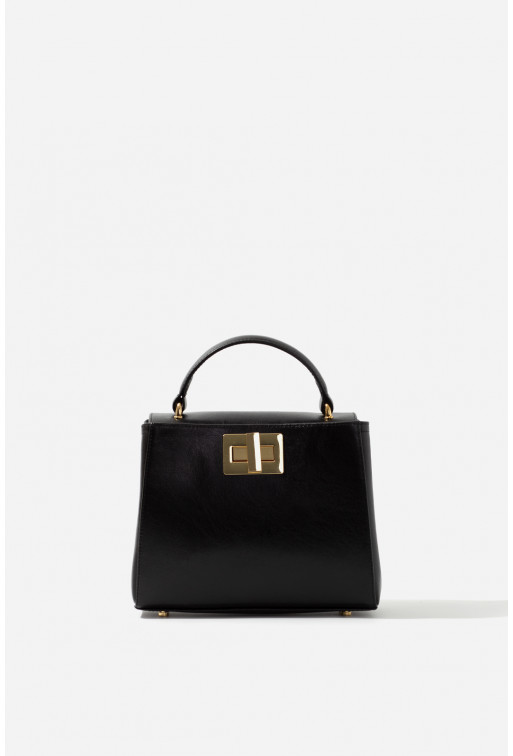 Erna mini New black leather bag /gold/