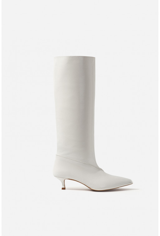 Erica white patent leather boots