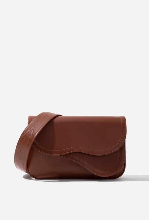 Saddle bag 2 brown leather crossbody /gold/