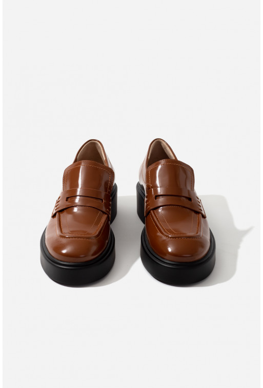 Cameron brown shiny leather loafers