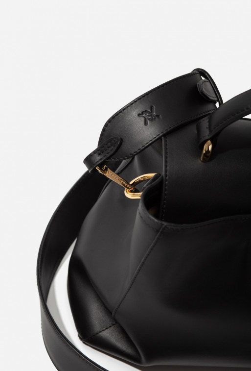 Erna Soft New black leather bag /gold/