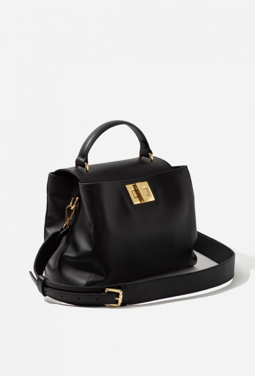 Erna Soft New black leather bag /gold/
