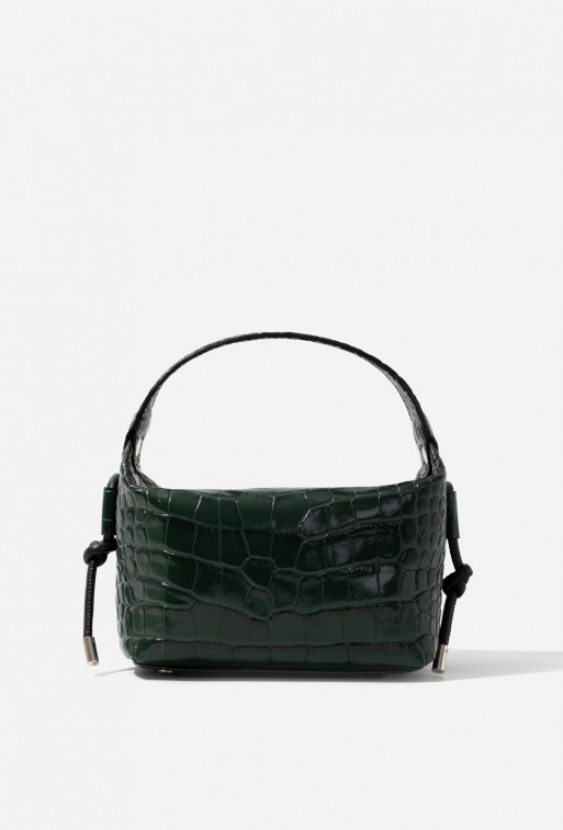 Selma micro dark green leather bag /silver/