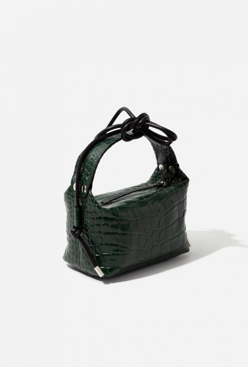 Selma micro dark green leather bag /silver/