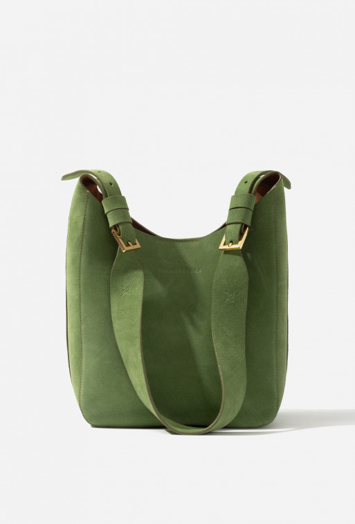 Tasha mini green suede leather hobo-bag