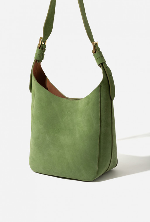 Tasha mini green suede leather hobo-bag