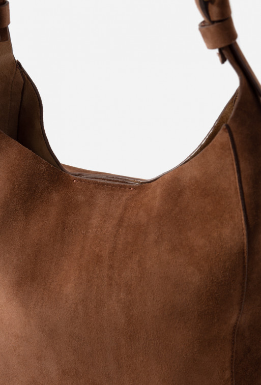 Tasha mini brown suede leather hobo-bag