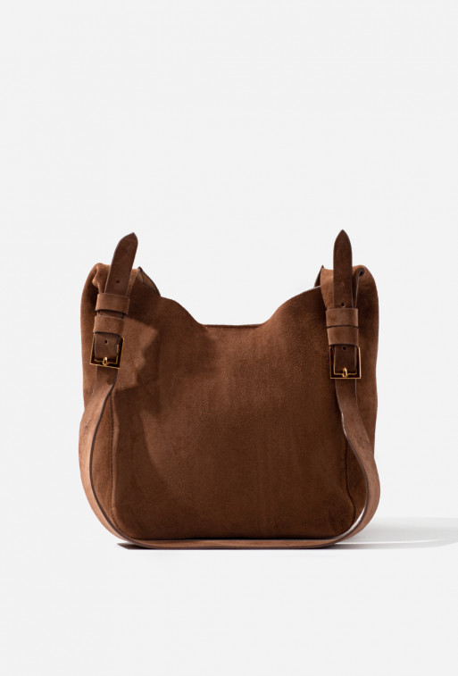 Tasha mini brown suede leather hobo-bag