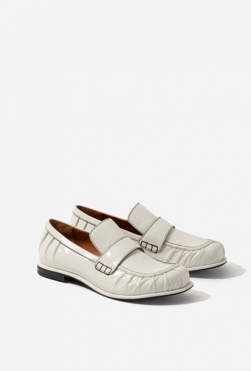 Seleste white patent leather loafers