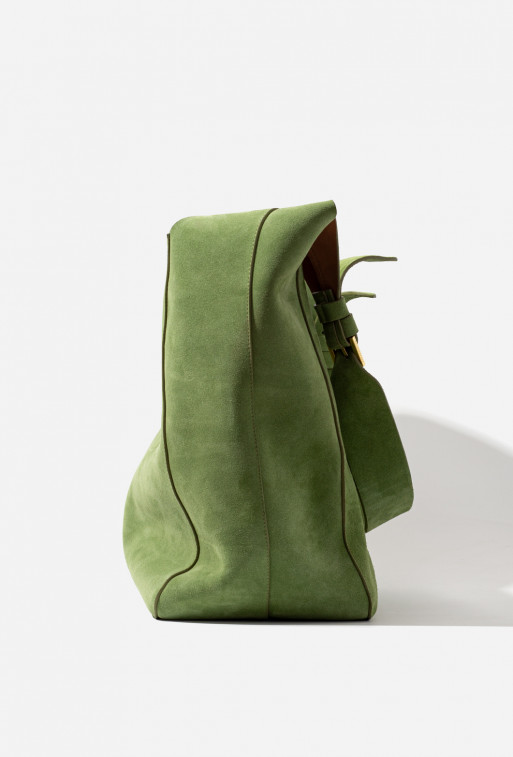 Tasha green suede leather hobo-bag